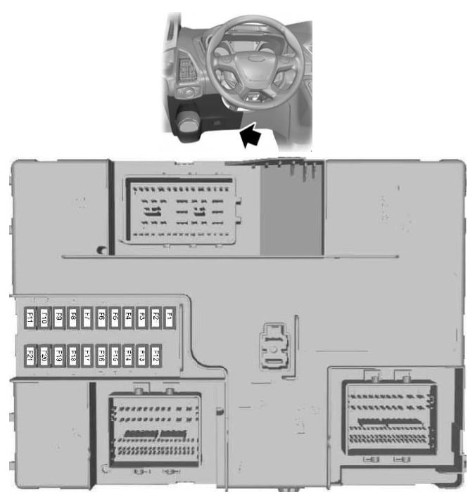 Схема блоку в салоні Ford Транзит 8 1-2