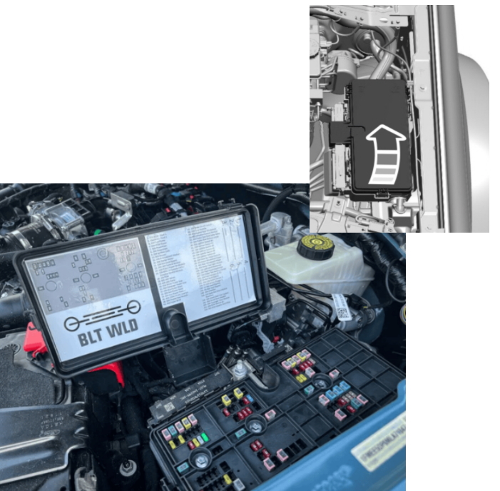 Розташування запобіжника під капотом